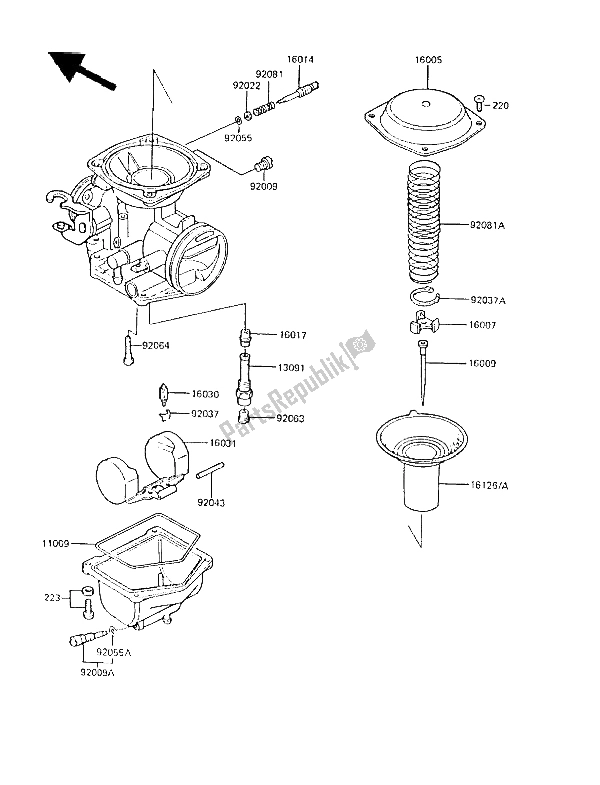 Toutes les pièces pour le Pièces De Carburateur du Kawasaki GPZ 305 Belt Drive 1987