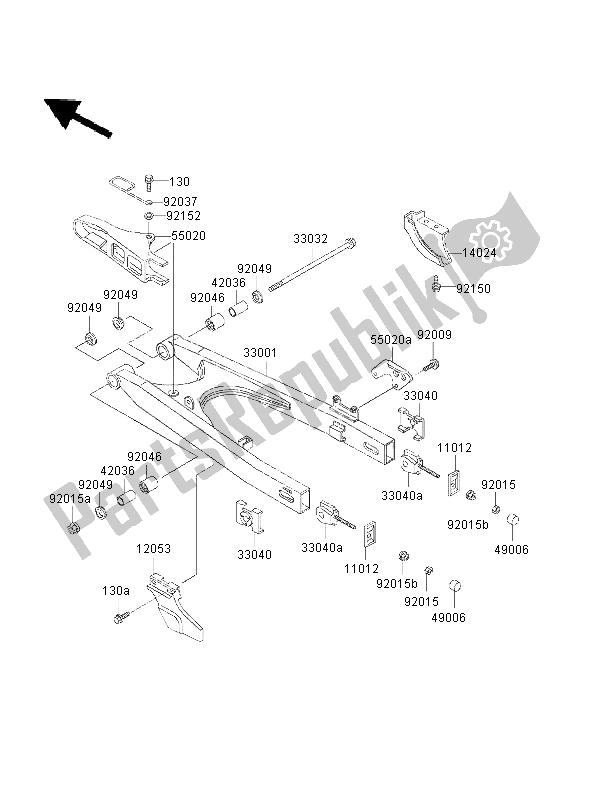 Todas las partes para Basculante de Kawasaki KMX 125 2001