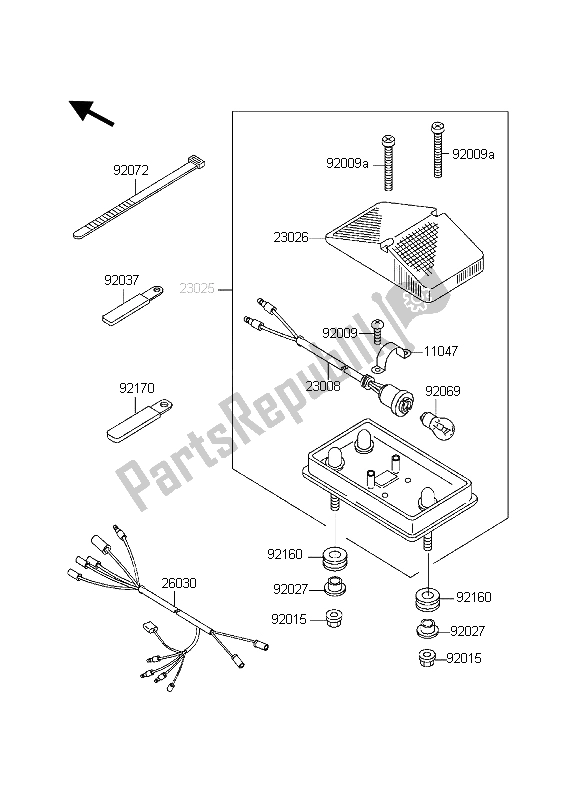 Toutes les pièces pour le Feu Arrière du Kawasaki KDX 200 1998