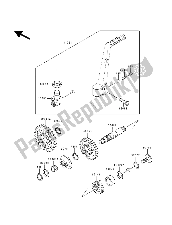 Todas las partes para Mecanismo De Arranque de Kawasaki KX 250 1994