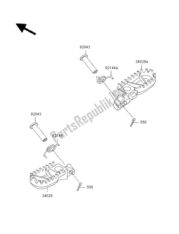 All parts for the Footrests of the Kawasaki KX 125 1996