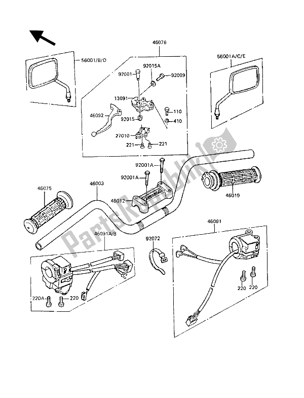 Todas las partes para Manillar de Kawasaki Z 1300 1987