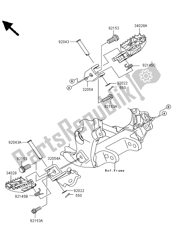 Todas las partes para Reposapiés de Kawasaki KLX 450R 2012