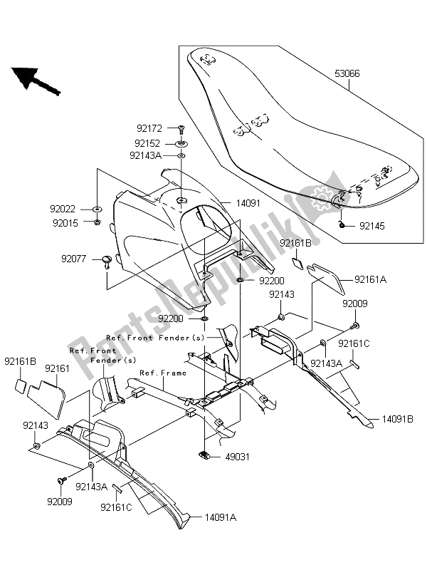 Todas las partes para Asiento de Kawasaki KFX 700 2011