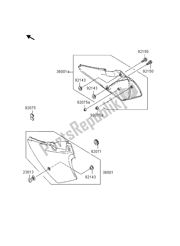 Tutte le parti per il Coperture Laterali E Copertura A Catena del Kawasaki KDX 200 1997