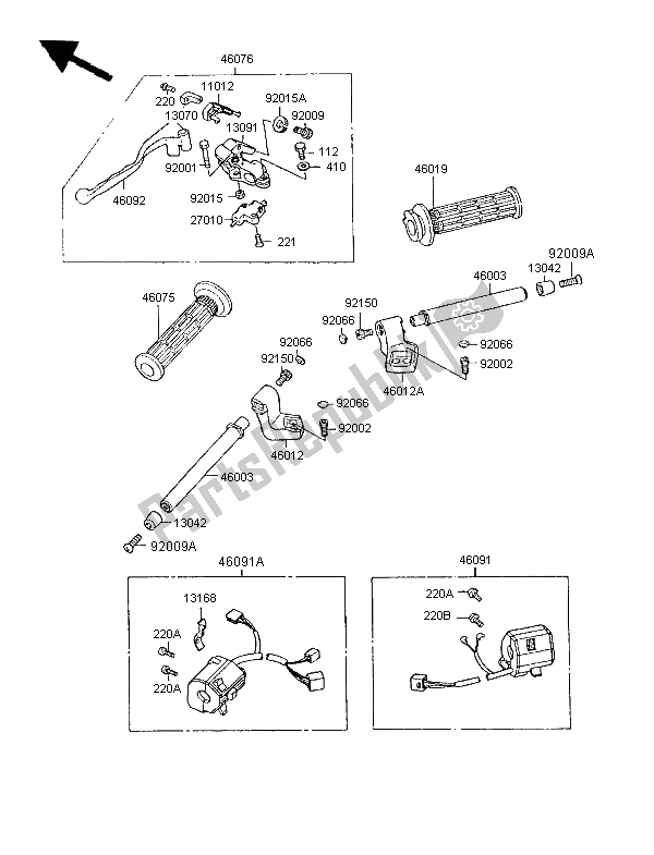 Todas as partes de Guidão do Kawasaki GPX 600R 1997