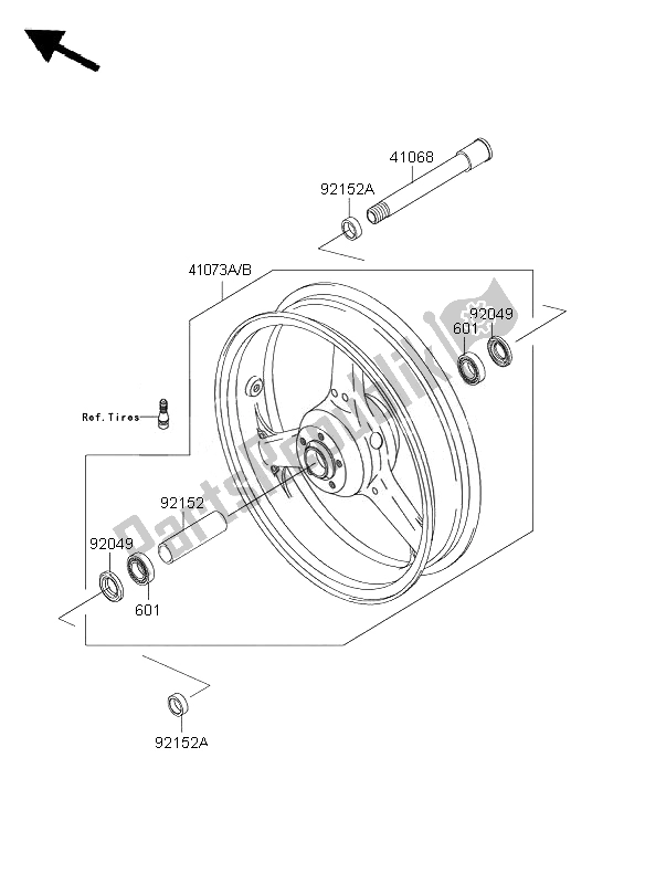 Toutes les pièces pour le Moyeu Avant du Kawasaki Z 1000 ABS 2007