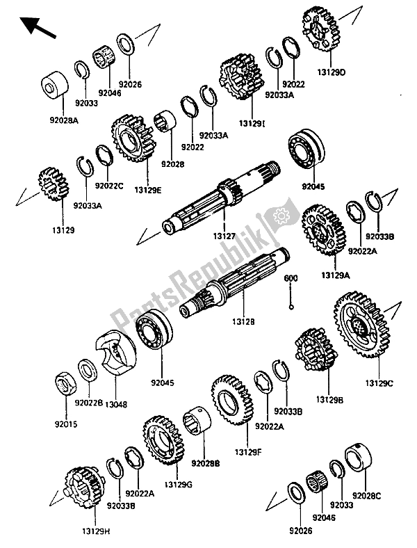 Tutte le parti per il Trasmissione del Kawasaki ZL 600 1986