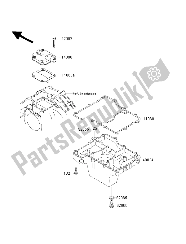 Alle onderdelen voor de Ontluchtingsdeksel En Oliepan van de Kawasaki Ninja ZX 7R 750 2002