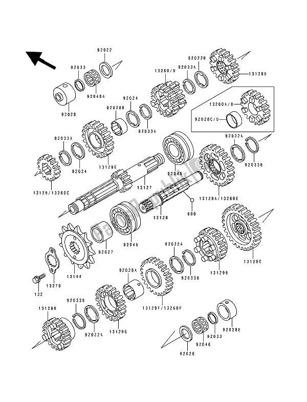 All parts for the Transmission of the Kawasaki Zephyr 550 1994