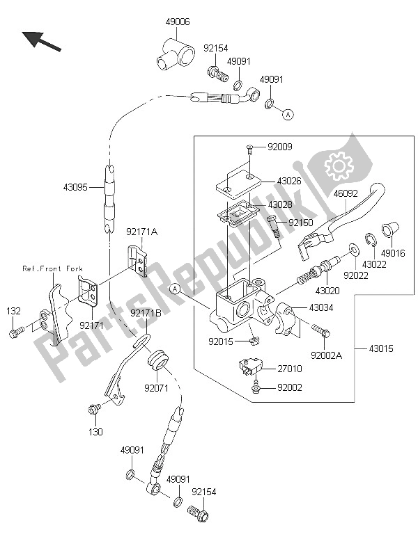 Toutes les pièces pour le Maître-cylindre Avant du Kawasaki KLX 250 2016