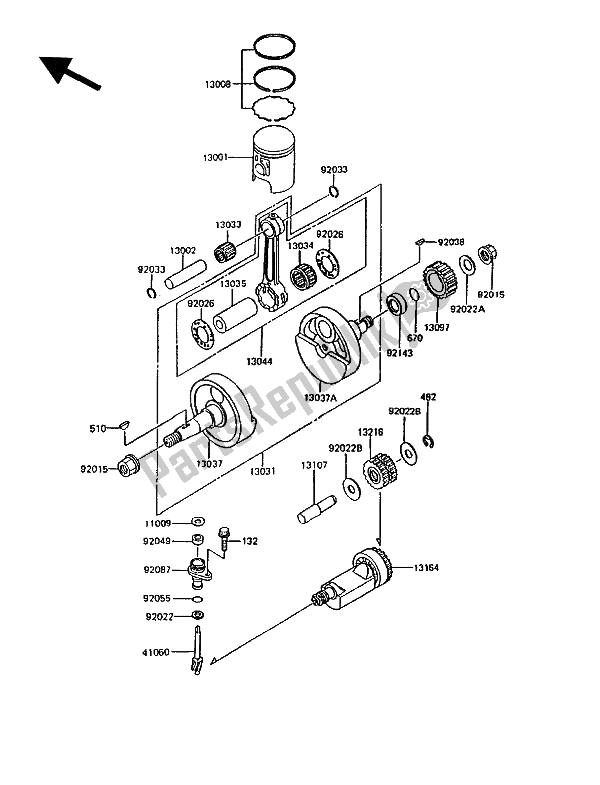 Toutes les pièces pour le Vilebrequin Et Piston du Kawasaki KMX 200 1991