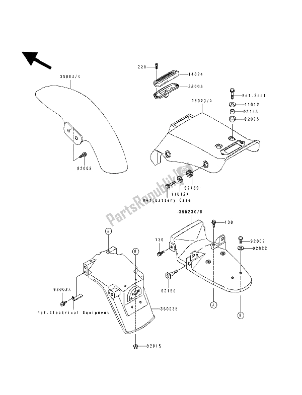 Tutte le parti per il Parabordi del Kawasaki EL 250D 1991