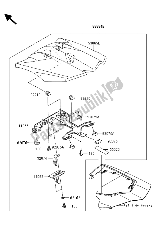 All parts for the Accessory (single Seat Cover) of the Kawasaki Z 1000 SX 2013