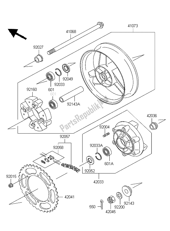 Tutte le parti per il Mozzo Posteriore del Kawasaki ZZR 600 2004