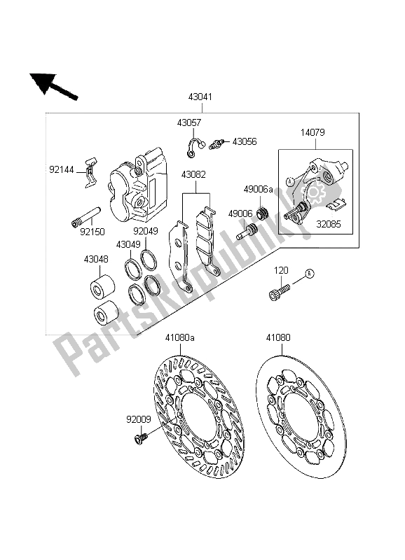 Tutte le parti per il Freno Anteriore del Kawasaki KX 250 1999