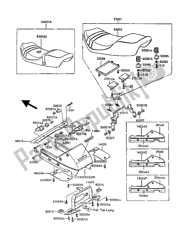 All parts for the Seat of the Kawasaki GPZ 900R 1988