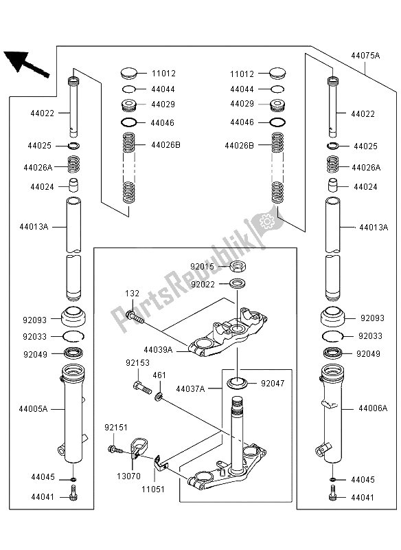 Todas las partes para Tenedor Frontal de Kawasaki KLX 110 2002
