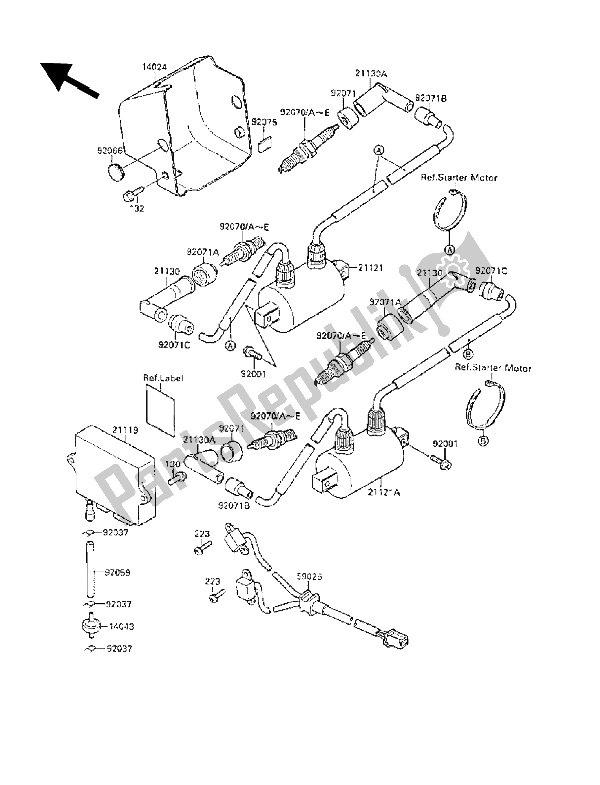 All parts for the Ignition Coil of the Kawasaki VN 15 SE 1500 1989