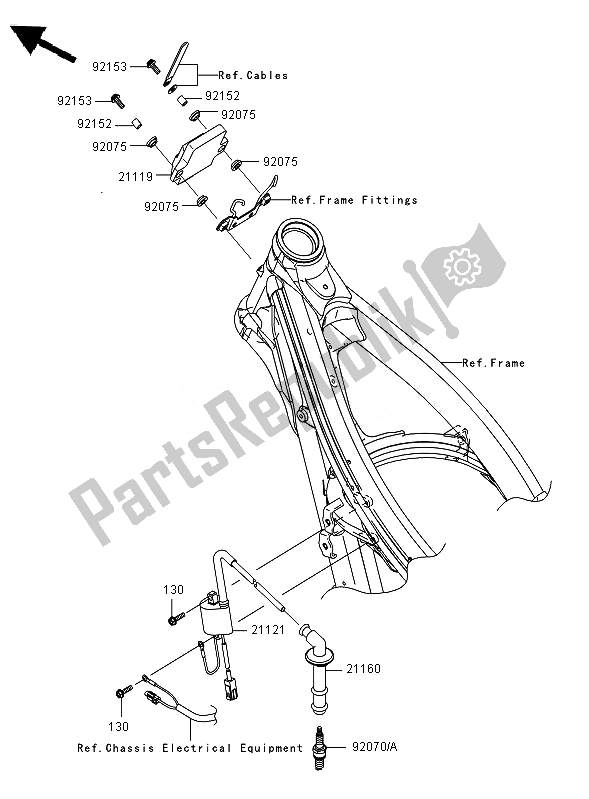 Alle onderdelen voor de Ontbrandingssysteem van de Kawasaki KX 450F 2007