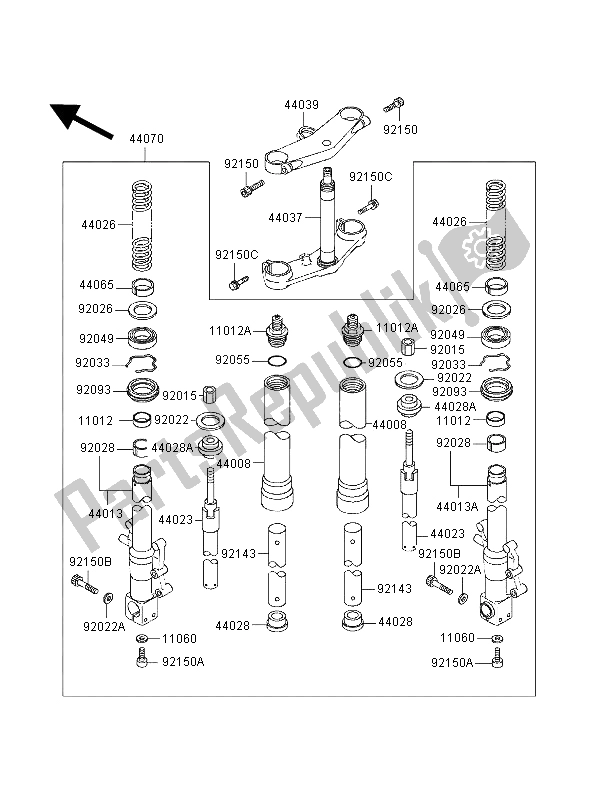 Tutte le parti per il Forcella Anteriore del Kawasaki ZXR 400 1998