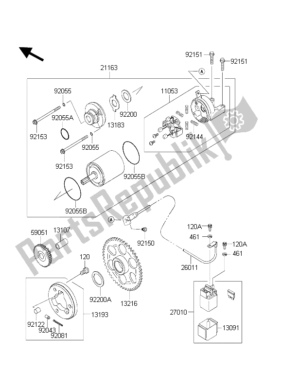 Tutte le parti per il Motorino Di Avviamento del Kawasaki Ninja ZX 6 RR 600 2004