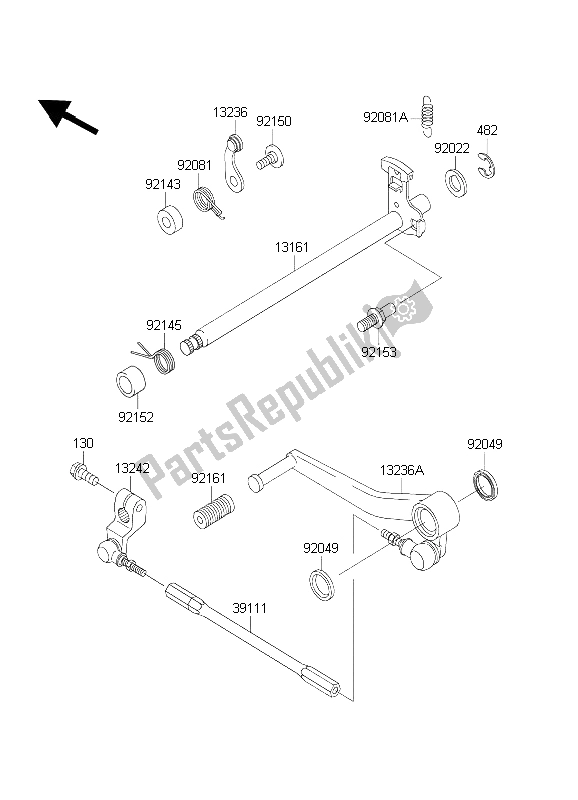 All parts for the Gear Change Mechanism of the Kawasaki Ninja ZX 6 RR 600 2003