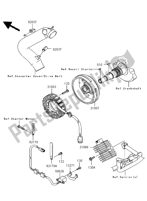 All parts for the Generator of the Kawasaki KVF 750 4X4 2006