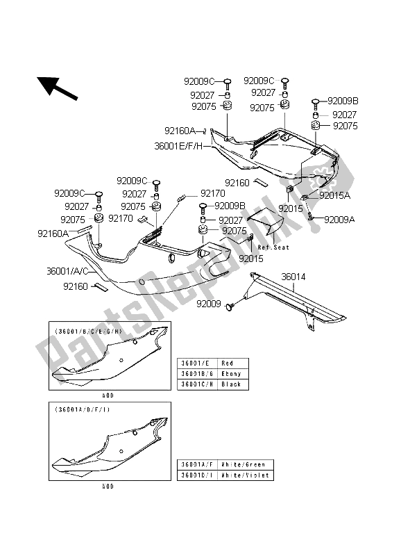 Todas las partes para Cubiertas Laterales Y Cubierta De Cadena de Kawasaki Ninja ZX 7R 750 1998