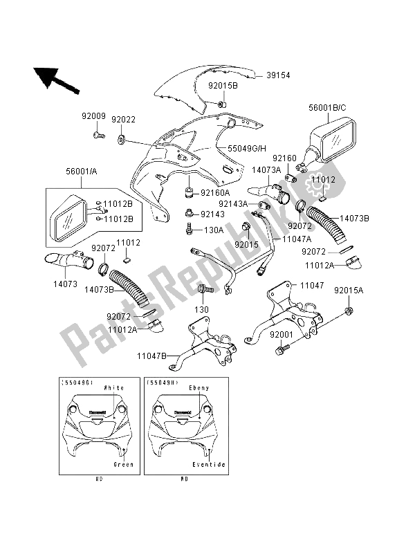 Tutte le parti per il Cuffia del Kawasaki ZXR 400 1995