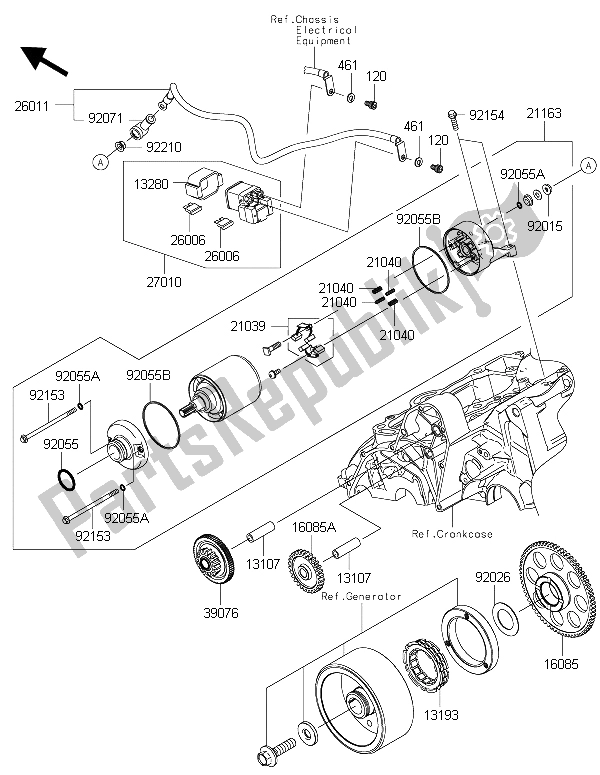 Alle onderdelen voor de Startmotor van de Kawasaki ER 6F 650 2015