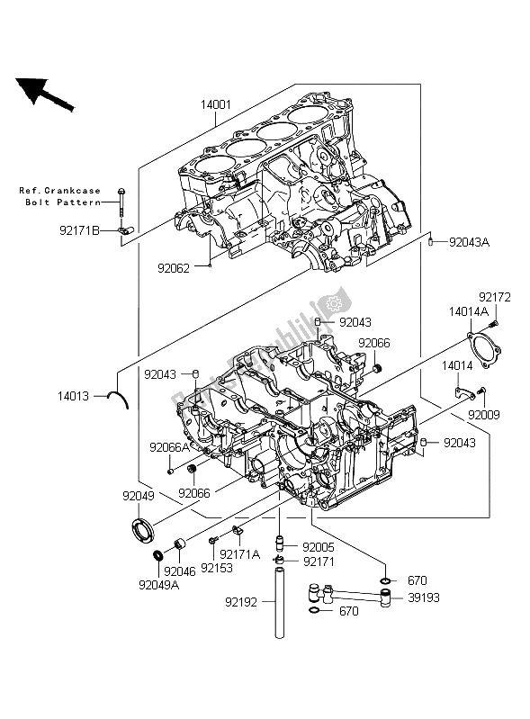 All parts for the Crankcase of the Kawasaki ZZR 1400 ABS 2009