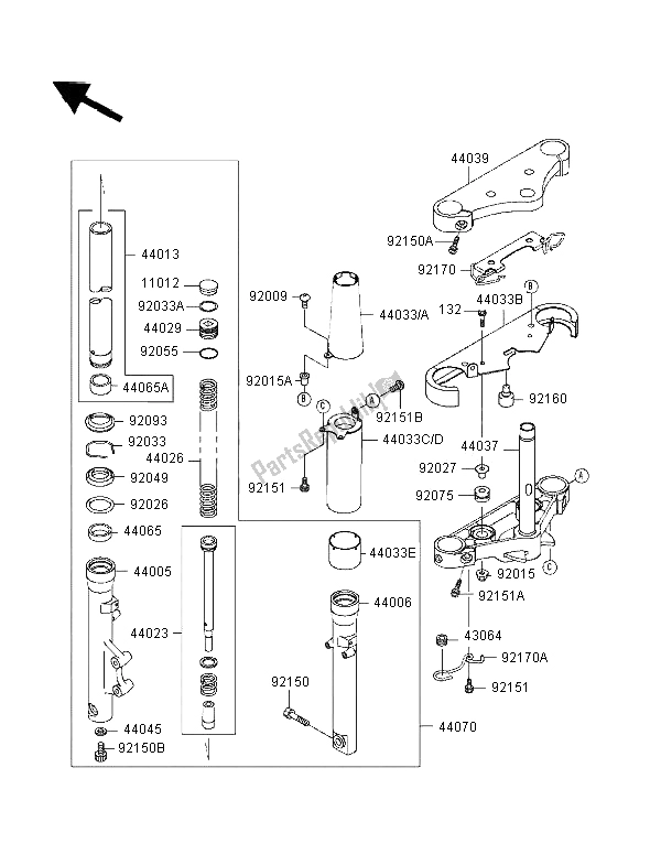 Todas las partes para Tenedor Frontal de Kawasaki VN 1500 Classic 1997