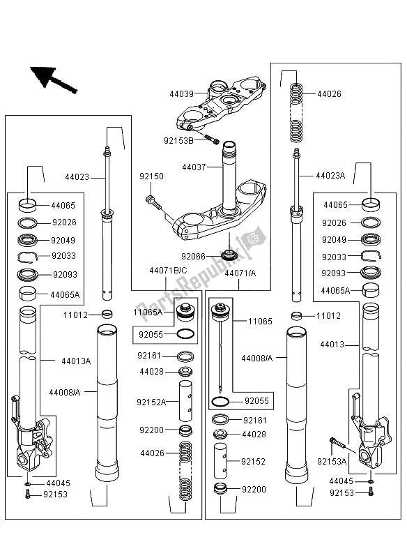 All parts for the Front Fork of the Kawasaki Versys ABS 650 2008