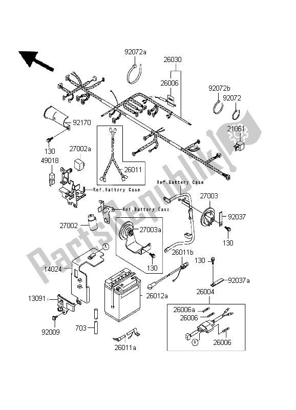 Todas as partes de Equipamento Elétrico Do Chassi do Kawasaki KLR 650 1999