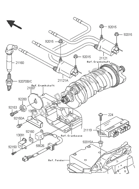 Tutte le parti per il Sistema Di Accensione del Kawasaki ZRX 1200R 2005