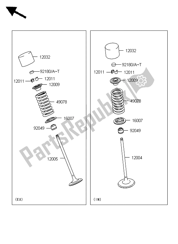 All parts for the Valve of the Kawasaki ER 6F 650 2012