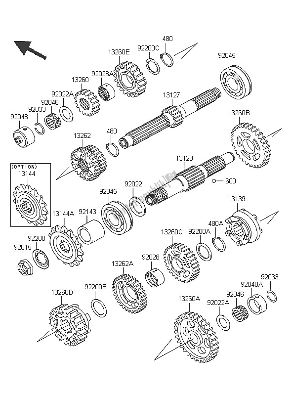 All parts for the Transmission of the Kawasaki ZRX 1200R 2005