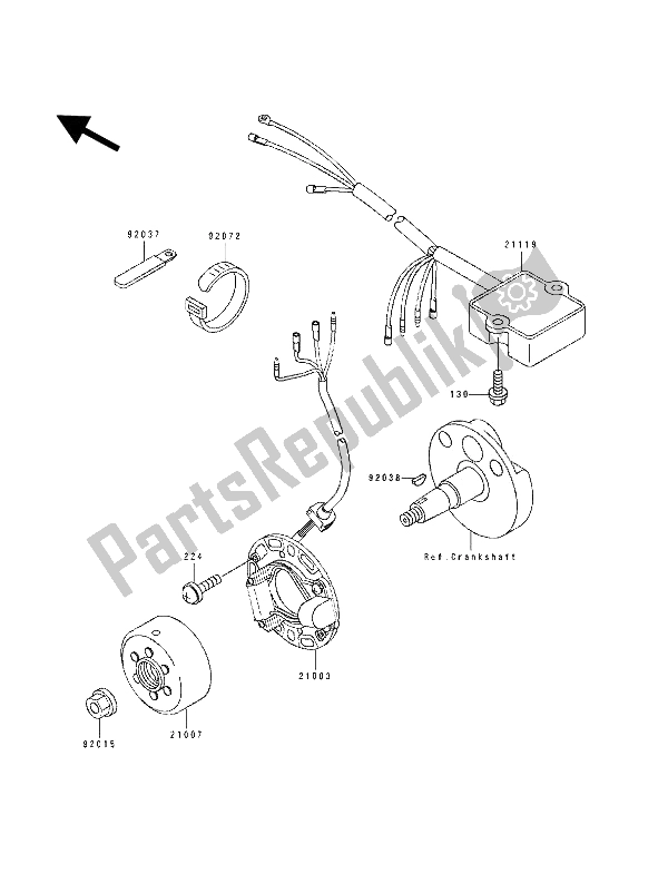 All parts for the Generator of the Kawasaki KX 80 SW LW 1992