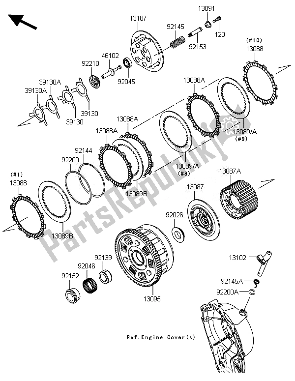 All parts for the Clutch of the Kawasaki Ninja ZX 10R 1000 2014