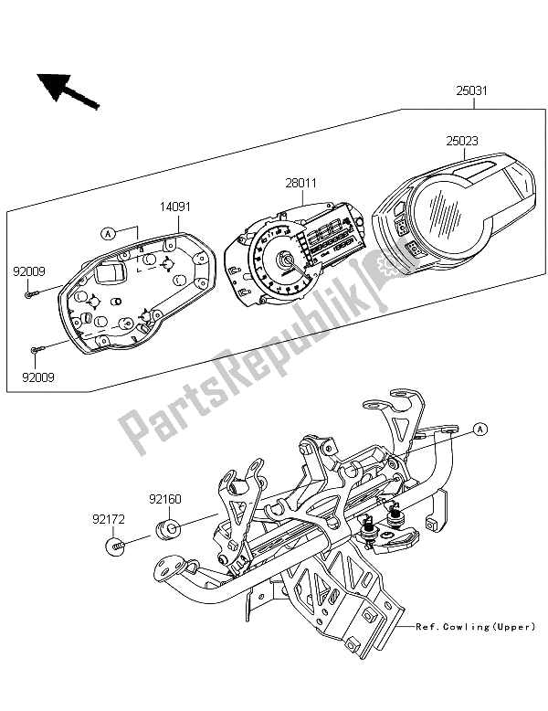 All parts for the Meter of the Kawasaki Z 1000 SX ABS 2012