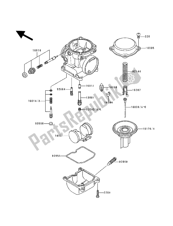 Tutte le parti per il Parti Del Carburatore del Kawasaki Zephyr 1100 1992