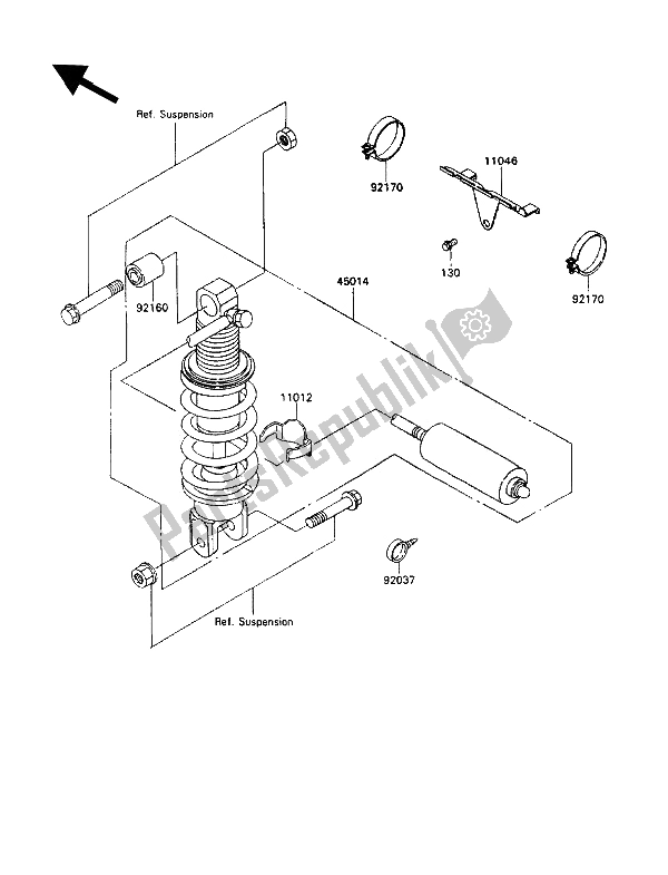 Todas as partes de Amortecedor do Kawasaki ZZ R 1100 1992