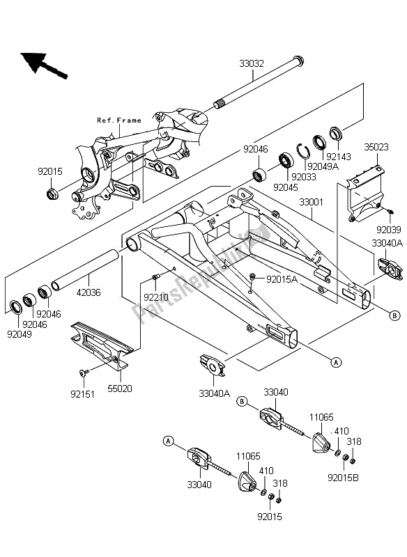 Todas las partes para Basculante de Kawasaki ER 6F 650 2010