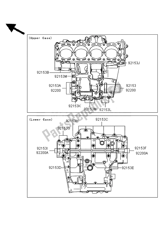 All parts for the Crankcase Bolt Pattern of the Kawasaki ZZR 1400 2007