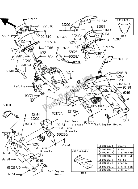 Todas las partes para Carenado (superior) de Kawasaki ER 6F 650 2011