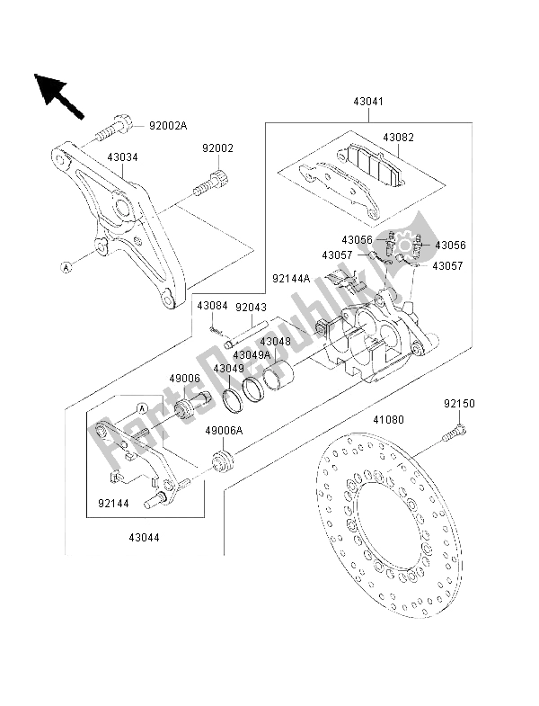 All parts for the Rear Brake of the Kawasaki VN 1500 Drifter 2002