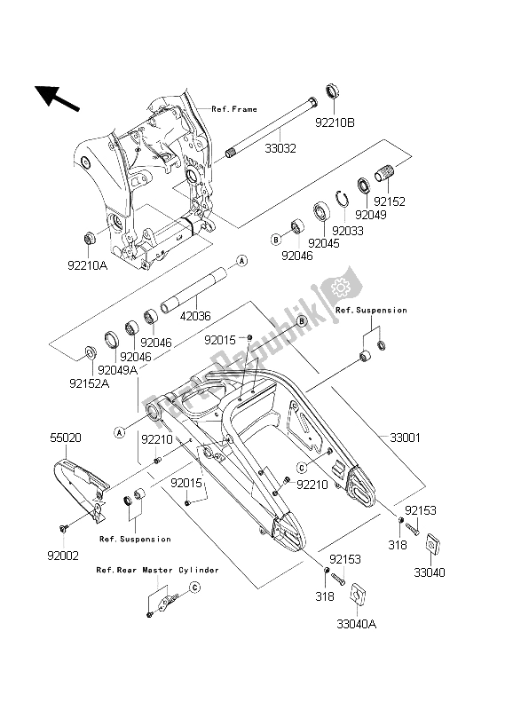 Todas las partes para Basculante de Kawasaki Ninja ZX 10 RR 1000 2004