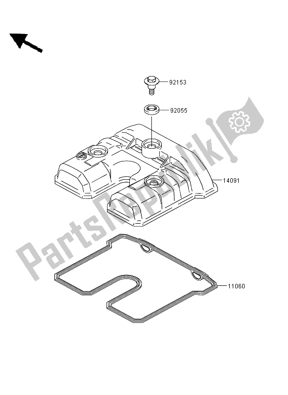All parts for the Cylinder Head Cover of the Kawasaki KLX 250 2013