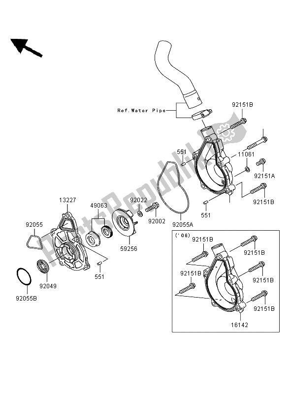 Tutte le parti per il Pompa Dell'acqua del Kawasaki ER 6N 650 2006